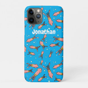 Cute funny pink squid cartoon pattern iPhone 11 pro case