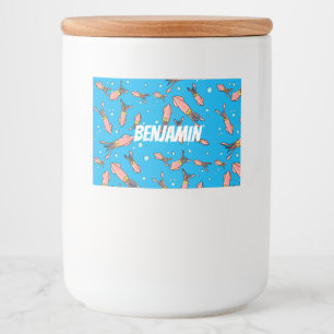 Cute funny pink squid cartoon pattern food label