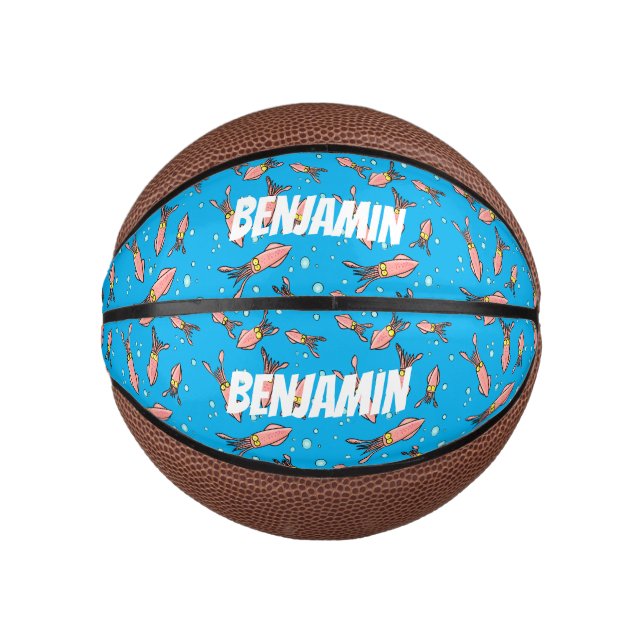 Cute funny pink squid cartoon pattern mini basketball (Front)