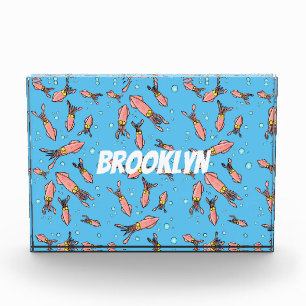 Cute funny pink squid cartoon pattern photo block