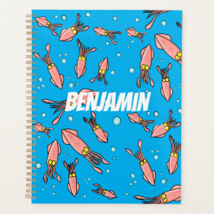 Cute funny pink squid cartoon pattern planner