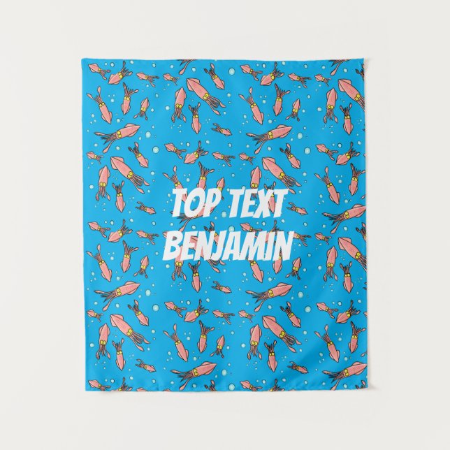 Cute funny pink squid cartoon pattern  tapestry (Front)
