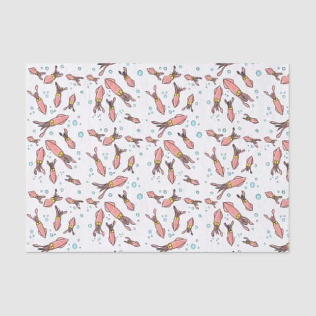 Cute funny pink squid cartoon pattern tissue paper (Front)