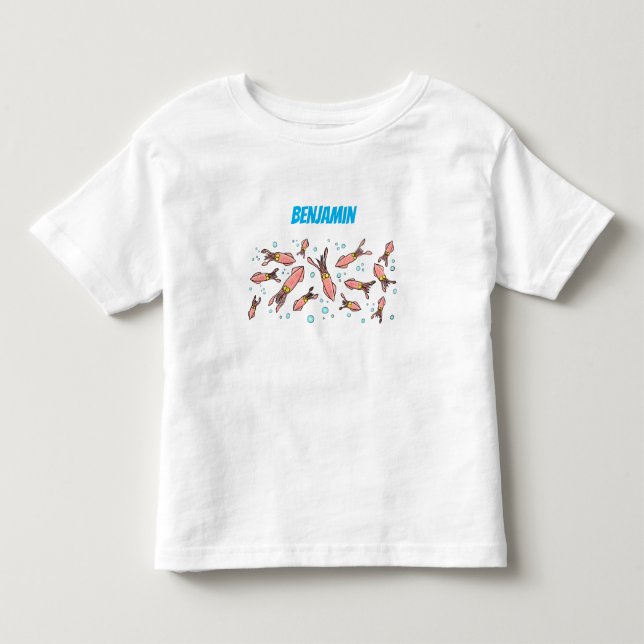 Cute funny pink squid cartoon pattern toddler t-shirt (Front)