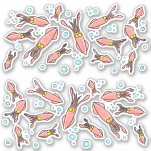 Cute funny pink squid pattern cartoon