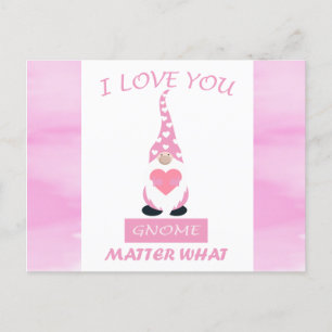 Cute Funny Pink Valentines Day Gnome Heart Postcard