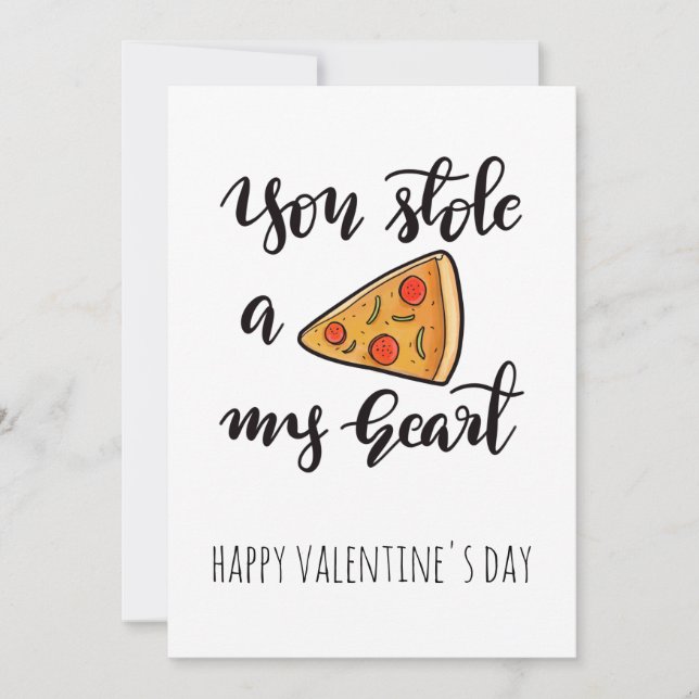 Cute Funny Pizza Valentines Day Holiday Card (Front)