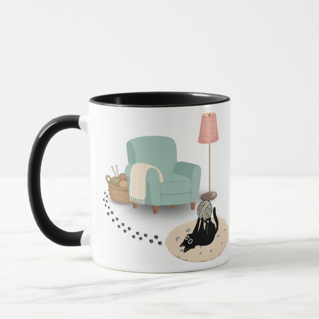 Cute funny playful cat mug (Left)