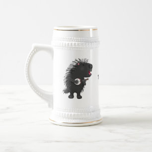 Cute funny porcupine playing banjo cartoon beer stein