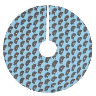 Cute funny porcupine playing banjo cartoon brushed polyester tree skirt