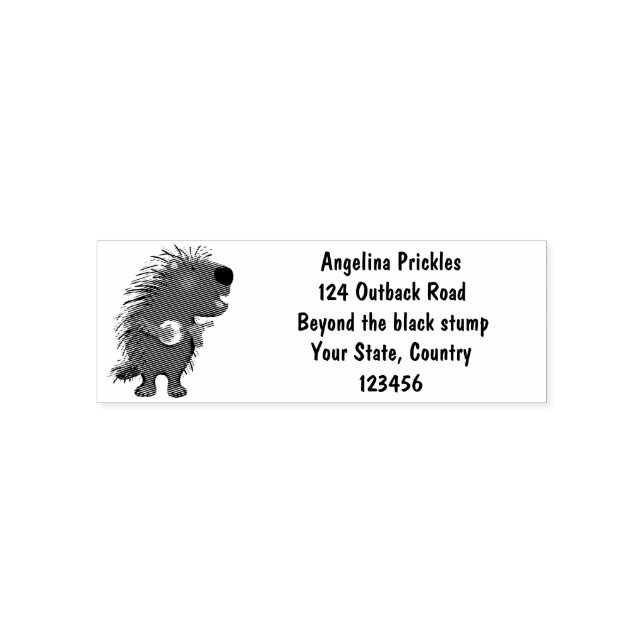 Cute funny porcupine playing banjo cartoon self-inking stamp (Design)