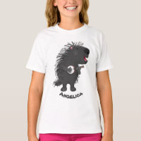 Cute funny porcupine playing banjo cartoon