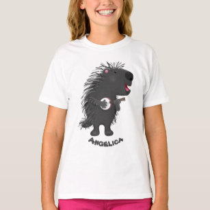 Cute funny porcupine playing banjo cartoon T-Shirt