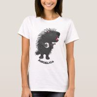 Cute funny porcupine playing banjo cartoon