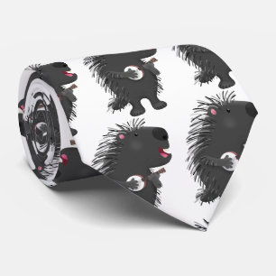 Cute funny porcupine playing banjo cartoon  tie
