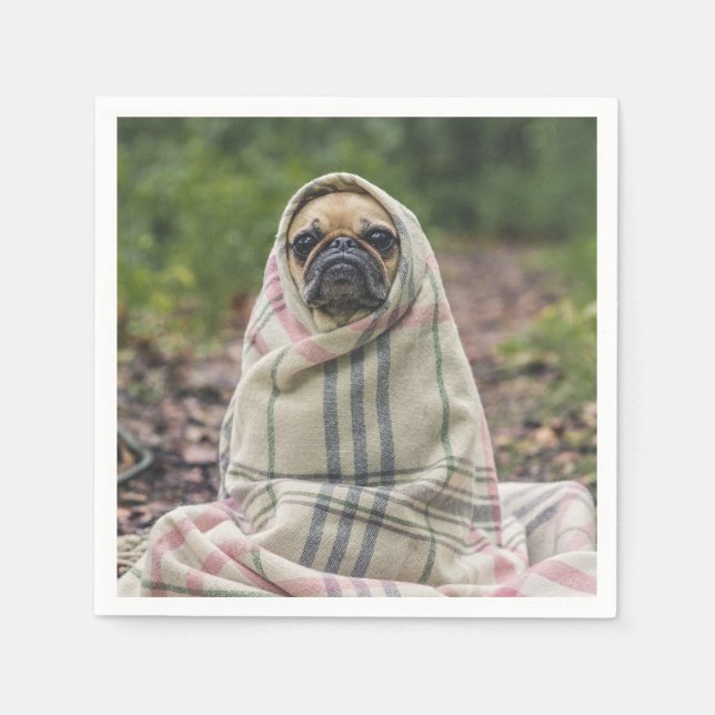 Cute & Funny Pug Dog paper napkins (Front)