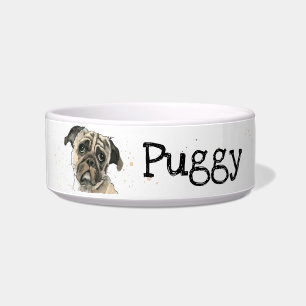 Cute funny Pug painting Speckled customizable Bowl