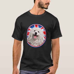 Cute Funny Puli Hatdog Dog Puppy England UK Flag T-Shirt
