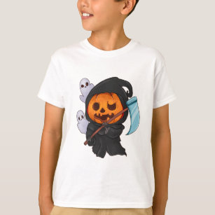 Cute Funny Pumpkin Head Grim Reaper T-Shirt