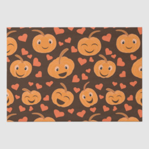  Cute  funny  pumpkins pattern with heart shapes  Tissue Paper