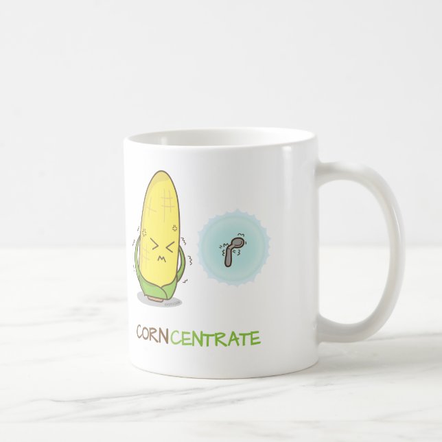 Cute Funny Punny Corn Concentrate Coffee Mug (Right)