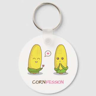 Cute Funny Punny Corn Love Confession Keychain