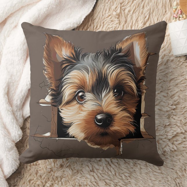 Cute Funny Puppy Face Throw Pillow (Blanket)