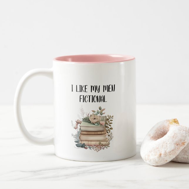 Cute Funny Quote for Book Lovers Two-Tone Coffee Mug (With Donut)