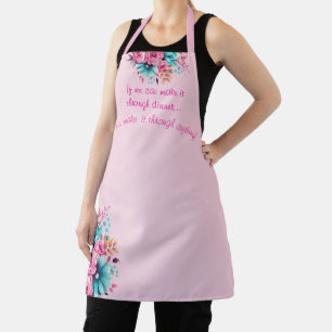 Cute Funny Quote Pink & Teal Watercolor Florals  Apron