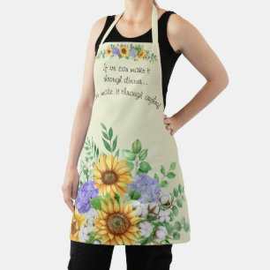 Cute Funny Quote Watercolor Sunflower Floral  Apron
