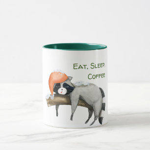 Cute Funny Raccoon Christmas Two-Tone Coffee Mug