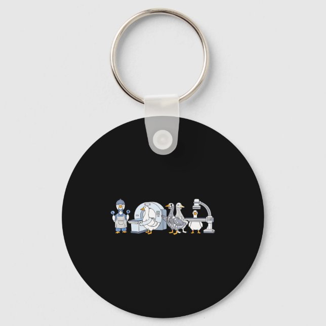 Cute funny radiologic technologist gooses tech keychain (Front)