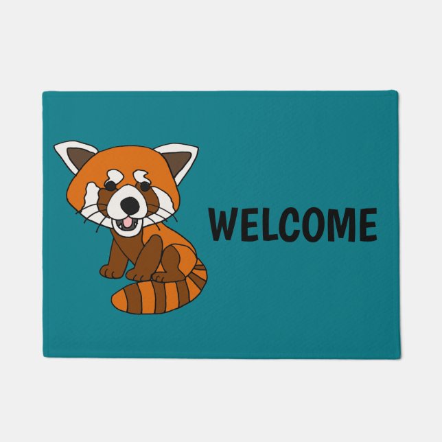 Cute Funny Red Panda Cartoon Doormat (Front)