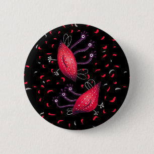 Cute Funny Red Three Eyed Cartoon Aliens 2 Inch Round Button