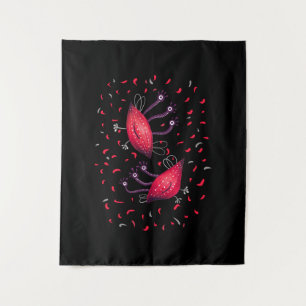 Cute Funny Red Three Eyed Cartoon Aliens Kids Tapestry