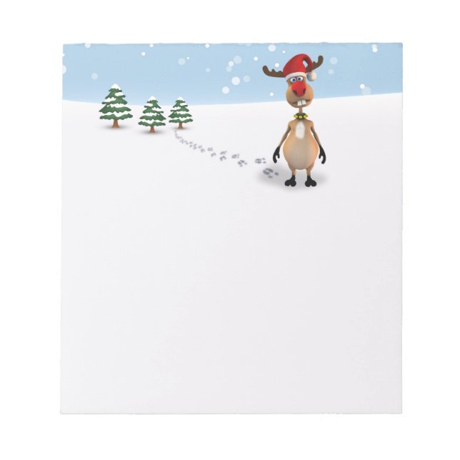 Cute Funny Reindeer Christmas Tree - Notepad (Front)