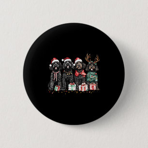 Cute Funny Reindeer Santa Black Goldendoodle Dogs  2 Inch Round Button