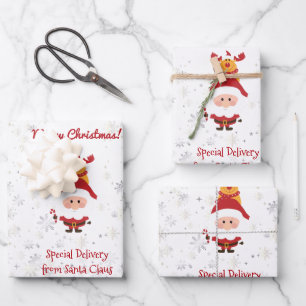 Cute Funny Rudolph Special Delivery from Santa Wrapping Paper Sheet