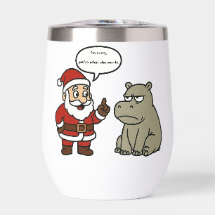 cute, funny Santa and Hippo Christmas