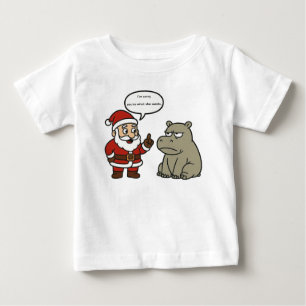 cute, funny Santa and Hippo Christmas Baby T-Shirt