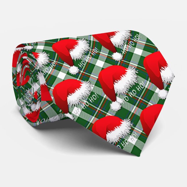 Cute Funny Santa Claus Hat HoHoHo Greeting Pattern Tie (Rolled)
