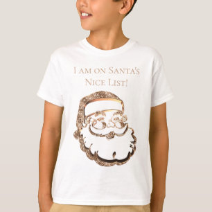 Cute Funny Santa Claus Nice List Elegant Faux Gold T-Shirt