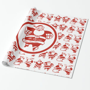 Cute Funny Santa Claus Pattern Christmas Gift Tag Wrapping Paper
