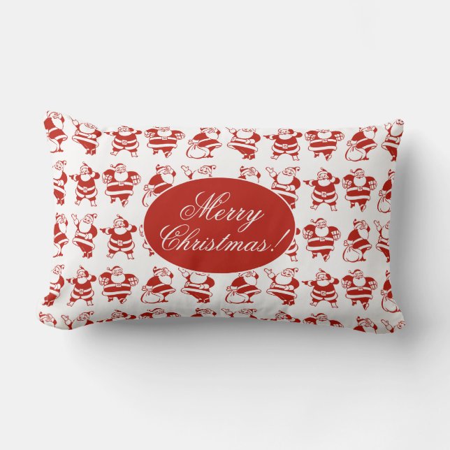 Cute Funny Santa Claus Pattern Red Christmas Decor Lumbar Pillow (Front)