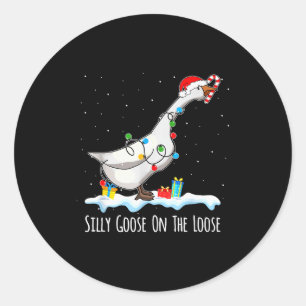 Cute Funny Santa Duck Silly Goose On The Loose Chr Classic Round Sticker