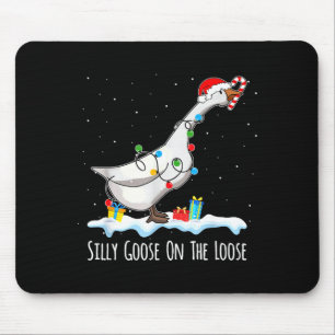 Cute Funny Santa Duck Silly Goose On The Loose Chr Mouse Pad