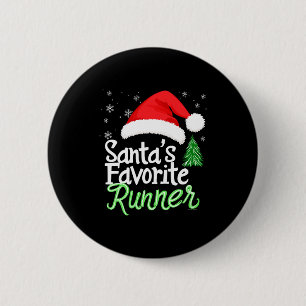 Cute Funny Santa's Favorite Runner Christmas Run H 2 Inch Round Button