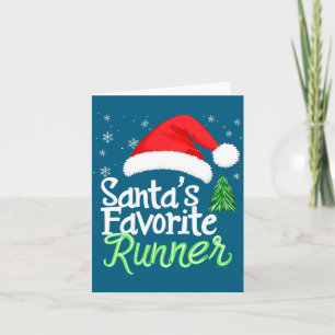 Cute Funny Santa's Favorite Runner Christmas Run H Card
