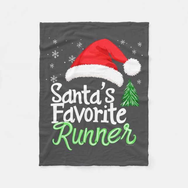 Cute Funny Santa's Favorite Runner Christmas Run H Fleece Blanket (Front)