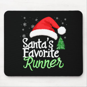 Cute Funny Santa's Favorite Runner Christmas Run H Mouse Pad